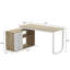 140cm Rotating L-Shaped Desk with 3 Drawers & Storage Shelves - Reversible Home Office Corner Desk-1504224934-1504313203