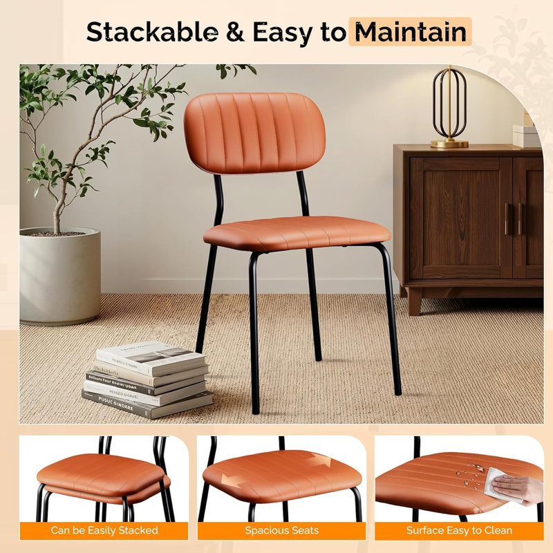 Ensemble de 4 chaises empilables rembourrées Brown Comfort, Brun, 4