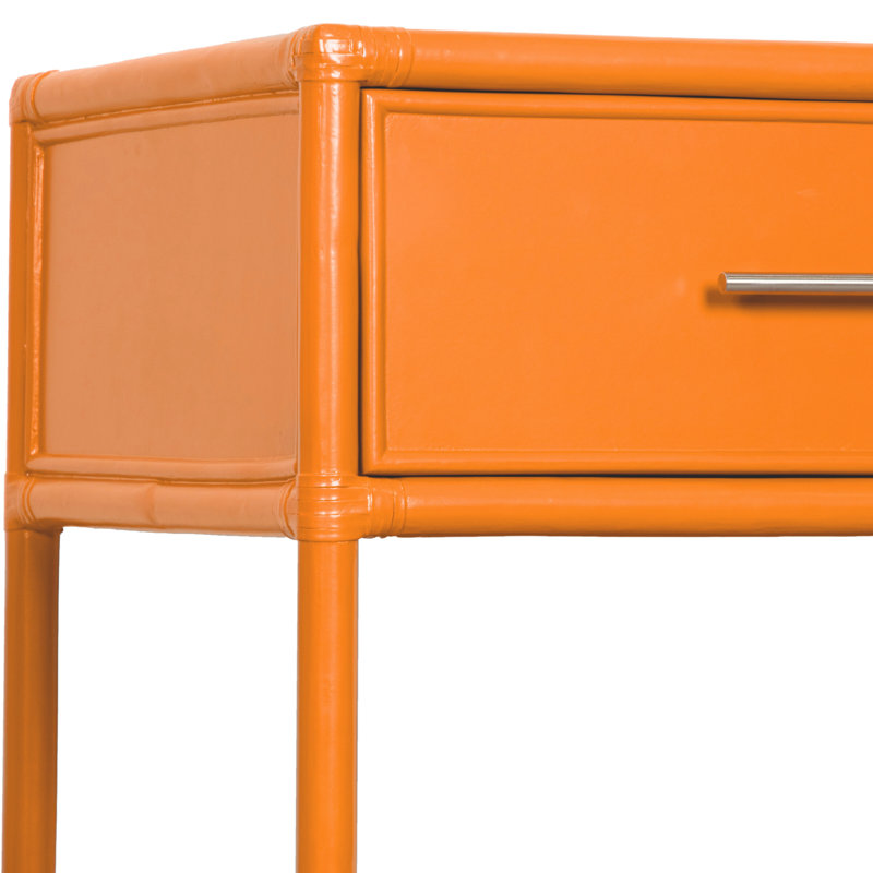 Olivia Collection 1 - Drawer Rattan Nightstand, Citrus Orange