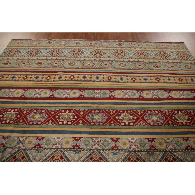 Striped Kazak Geometric Area Rug