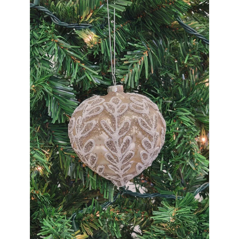  Ornement de Noël en verre blanc en forme de cœur F07M7-31-LH76-23104