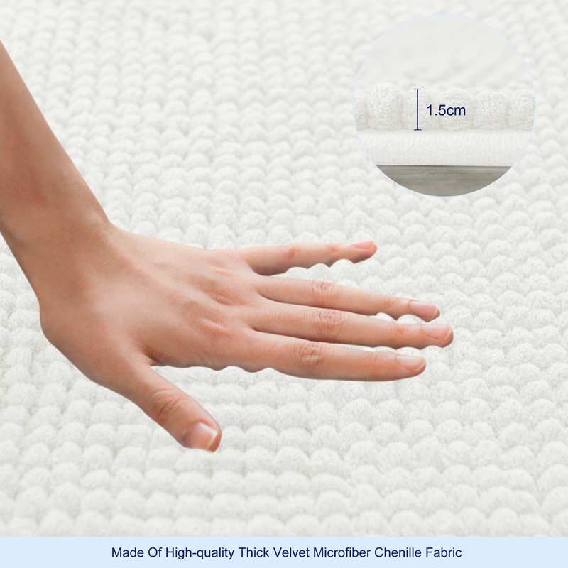 Super Soft  Absorbent Non-Slipping Bath Rug, 60" L x 24" W, White