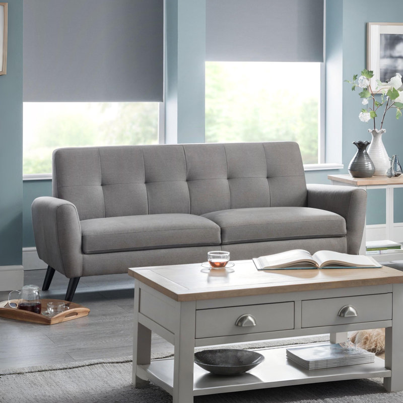 Bostrom 3 Seater Linen Sofa, Mid-Grey, Black