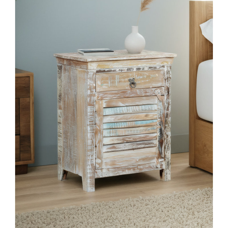 Eggleton 24'' W Solid Wood Nightstand, Left, Off White