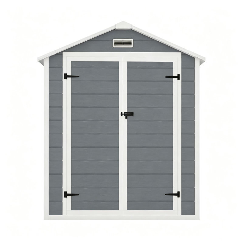 Remise à outils - Résine et aluminium - 2 pièces - Remise de rangement - Gris - Porte et fenêtre verrouillables