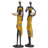 Yellow Polyresin Woman Handmade African Decorative Sculpture with Water Jugs and Jeweled Details, Set of 2