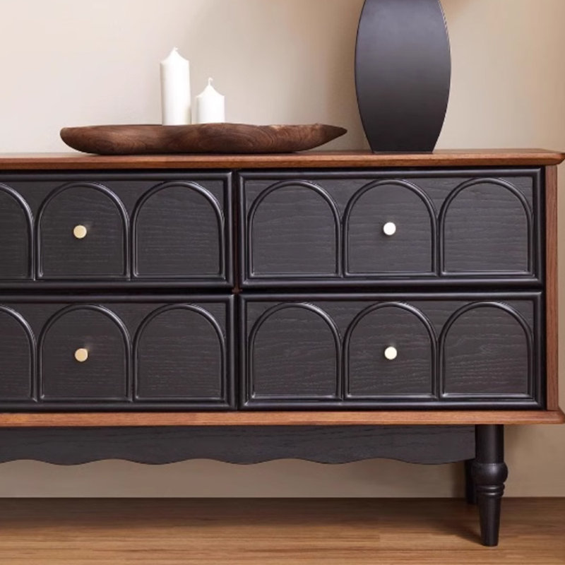 Meuble télé en bois massif de style français rétro, 86.61"