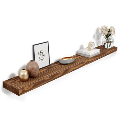 Jorgensen 1 Piece Pine Solid Wood Floating Shelves for Wall Decor, Kitchen, Bathroom, Workspace,