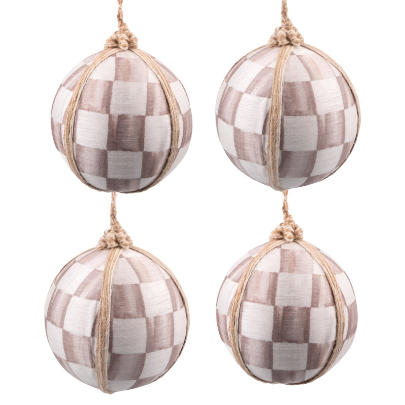 Mocha Check Fabric Large Ball Ornaments