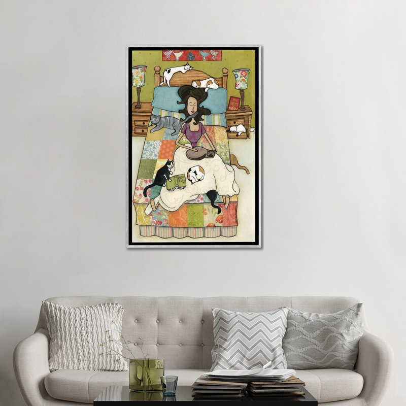 « Rescue kitties » par Jamie Morath-impression, H 48 po x l 32 po x P 1,5 po, Toile avec cadre argenté, Pas de tapis