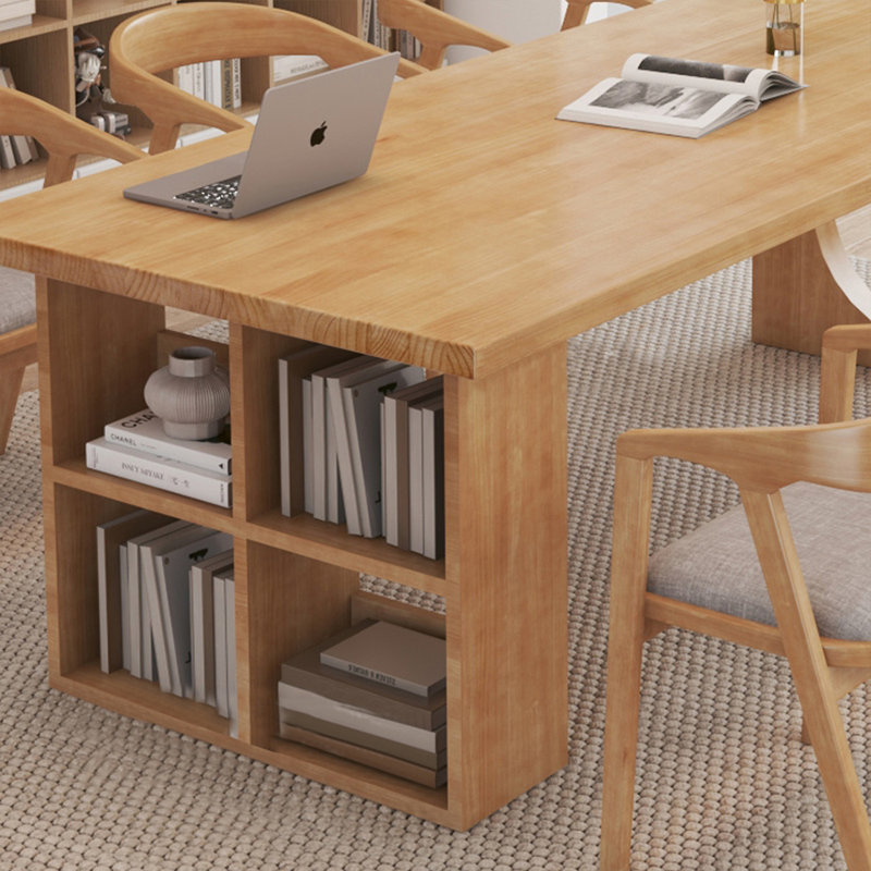 Bureau rectangulaire brun en bois massif, H 29,53 po x l 78,74 po x P 31,5 po