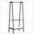 Coat Racks, Solid Oak Wood &amp; Black Rattan Standing Garment Rack with Shelves | Black | Solid Wood