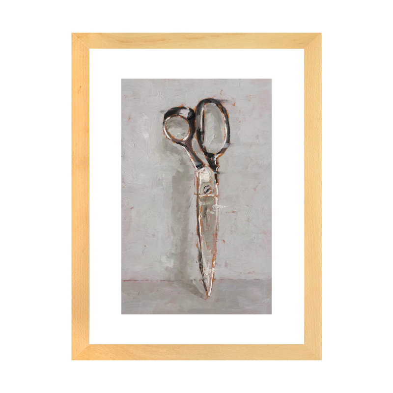 «Cut It Out II» par Ethan Harper - reproduction d'art, H 24 po x l 16 po x P 1 po, Toile avec cadre en bois beige, Blanc