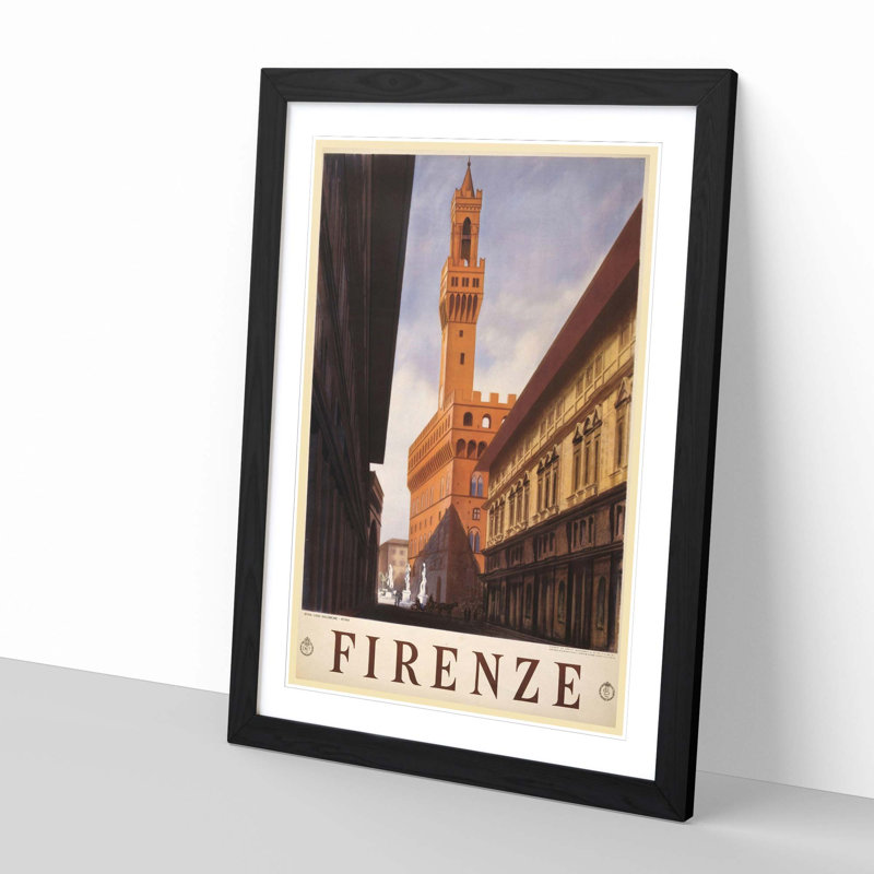 Vintage Travel Firenze Framed Vintage Advertisement - Framed Print, Black