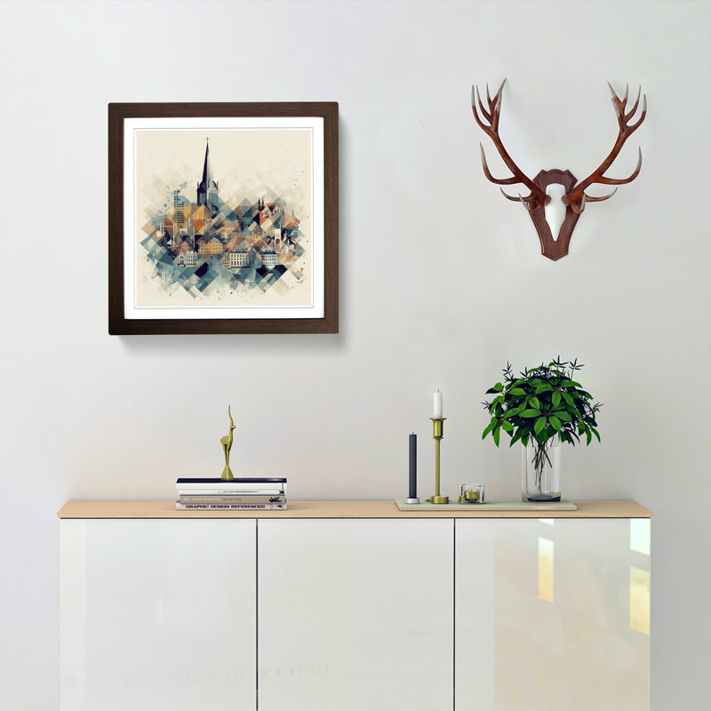 City Of Oxford Geometric No.1 - Framed Print, Walnut