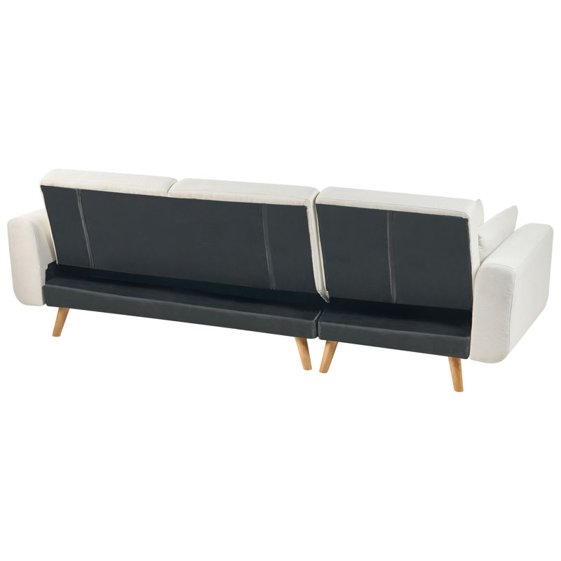 KAARINA 3 Seater Sofa Bed, Right Hand Facing, White Fabric