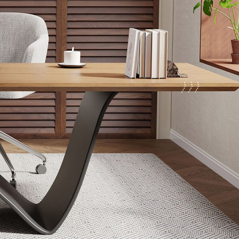 Bureau d'écriture rectangulaire en bois massif Nut-Brown, H 29,53 po x l 62,99 po x P 31,5 po