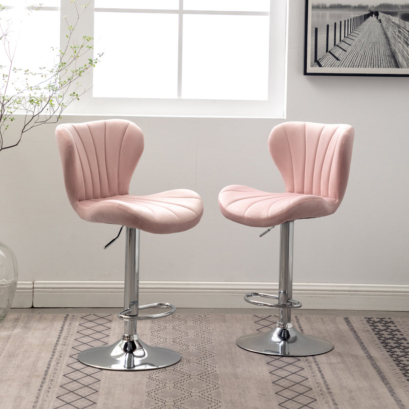 Ensemble de 2 tabourets de bar rotatifs réglables Ellston, Rose, Rose
