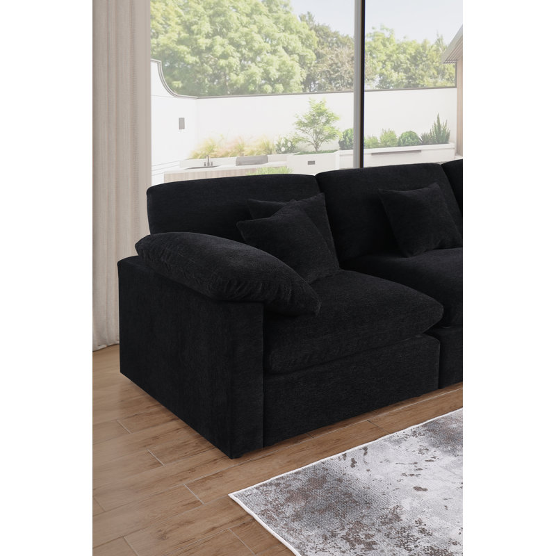 Canapé modulaire avec méridienne mobile The Shift pour une détente ultime, Chenille noir