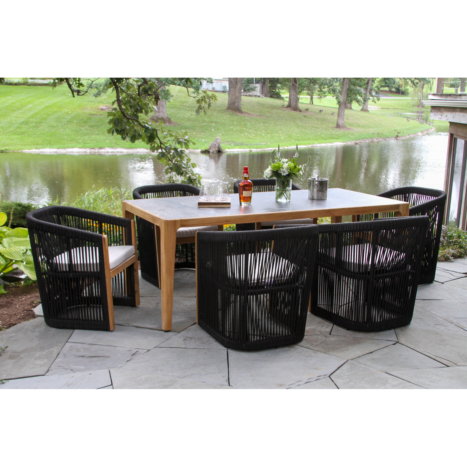 Aniston 38" Sunbrella® Patio Dining Set, Gray