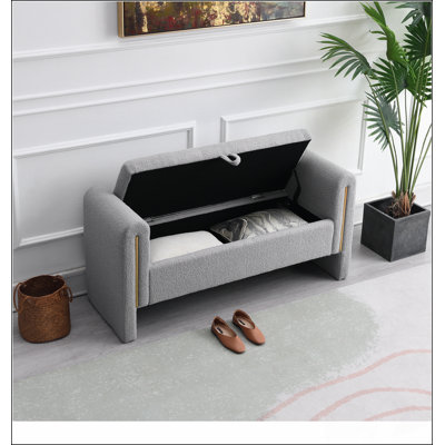 Modern Teddy Bed End Bench with Arms and Storage,Upholstered Large Foot Rest Stool, Comfy Window Vanity Bench for Living Room,Bedroom,Dorm,coffee Table,Teddy