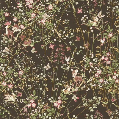 Bambi Chocolate 10.05m x 68.6cm Matte Wallpaper Roll
