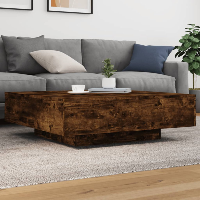 Jlea Pedestal Coffee Table, 31cm H x 100cm L x 100cm W, Smoked Oak