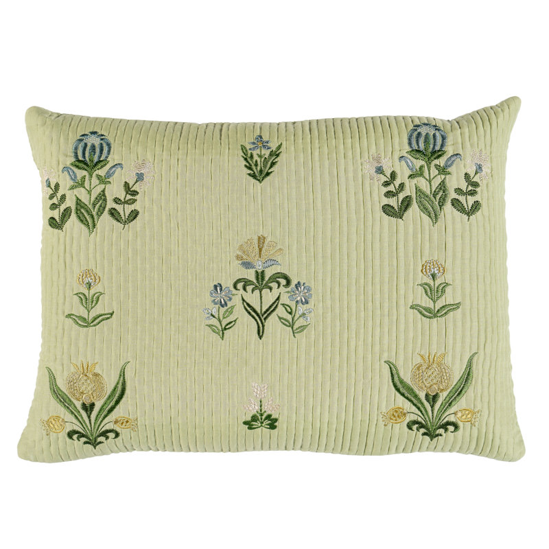 Coussin Elmslie, Motif floral vert, H 14 po x l 20 po