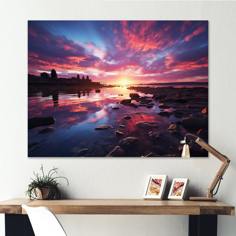 Coucher de soleil céleste symphonie V, H 30 po x l 40 po x P 1,5 po, Toile tendue