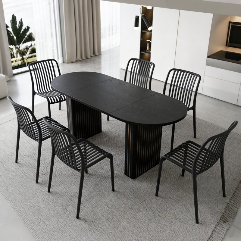 Chaises de salle à manger d'extérieur empilables, chaises d'appoint sans accoudoirs, Noir