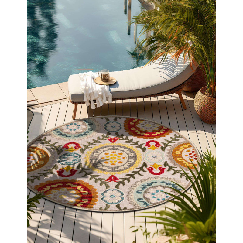 Tapis Bungalow Rose Oualida Caimin, Rond 6 pi 1 po