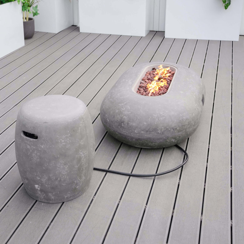Loneva Concrete Propane Outdoor Fire Pit Table