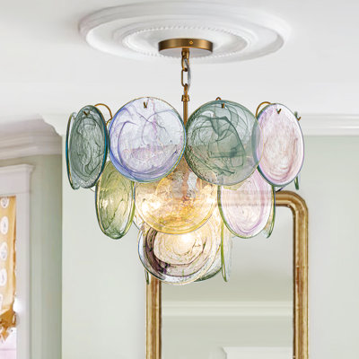 Artisan Vintage 5 - Light Coloured Swirled Cloud Glass Tiered Chandelier