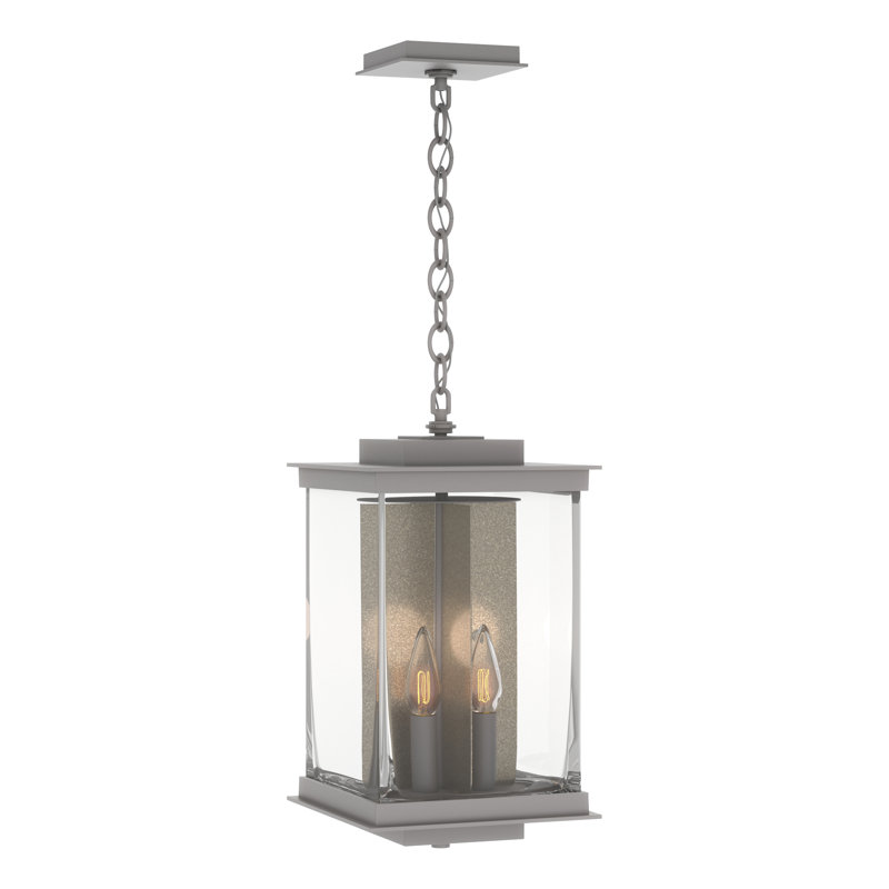 Kingston 4 - Bulb 18" H Outdoor Hanging Lantern, Translucent Soft Gold, Coastal Burnished Steel