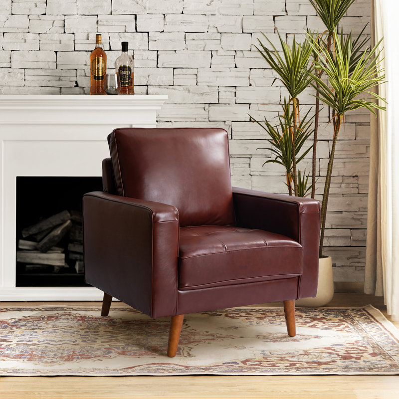Fauteuil Annaleise, Cuir véritable bourgogne