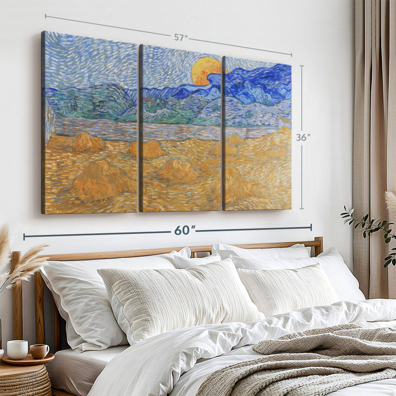 «Whea Sheaves And Rising Moon» sur toile, H 36 po x l 57 po