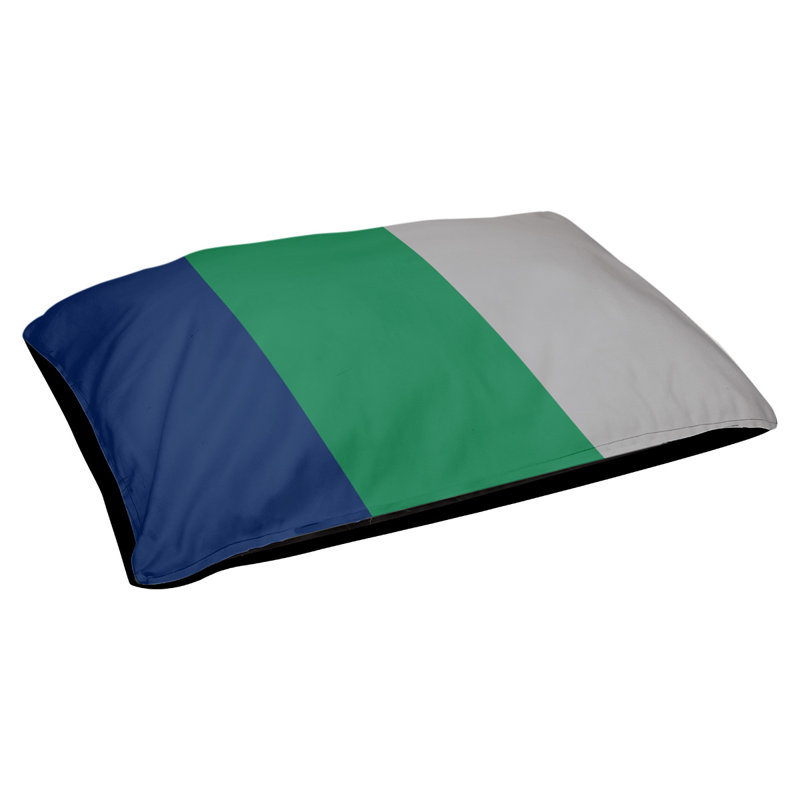 Coussin rectangulaire designer Kansas City, Moyen (L 30 po x l 40 po), Bleu / vert / gris froid