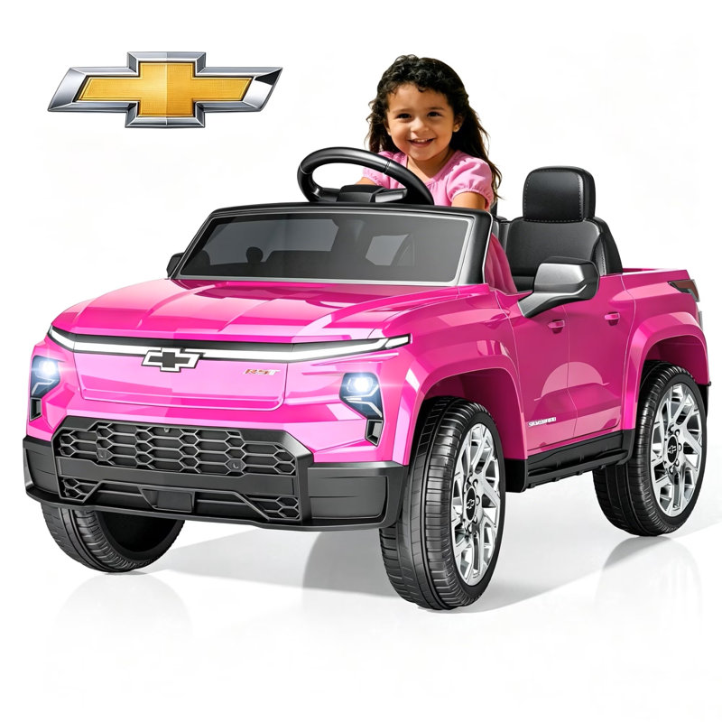 Voiture électrique 24 V pour enfants Silverado sous licence avec télécommande, démarrage en douceur et lumières DEL, Rose