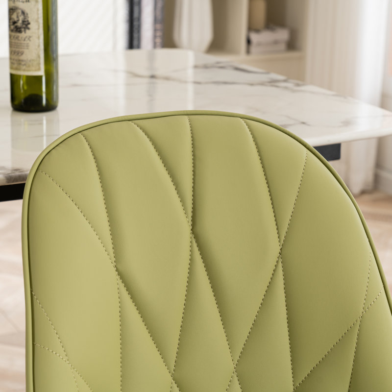 Chaise d'appoint rembourrée en similicuir Chardee, Vert avocat
