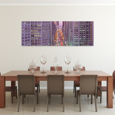 Vue aérienne d'une rue urbaine, Michigan Avenue, Chicago, Illinois, États-Unis, art contemporain abstrait, art mural de la ville