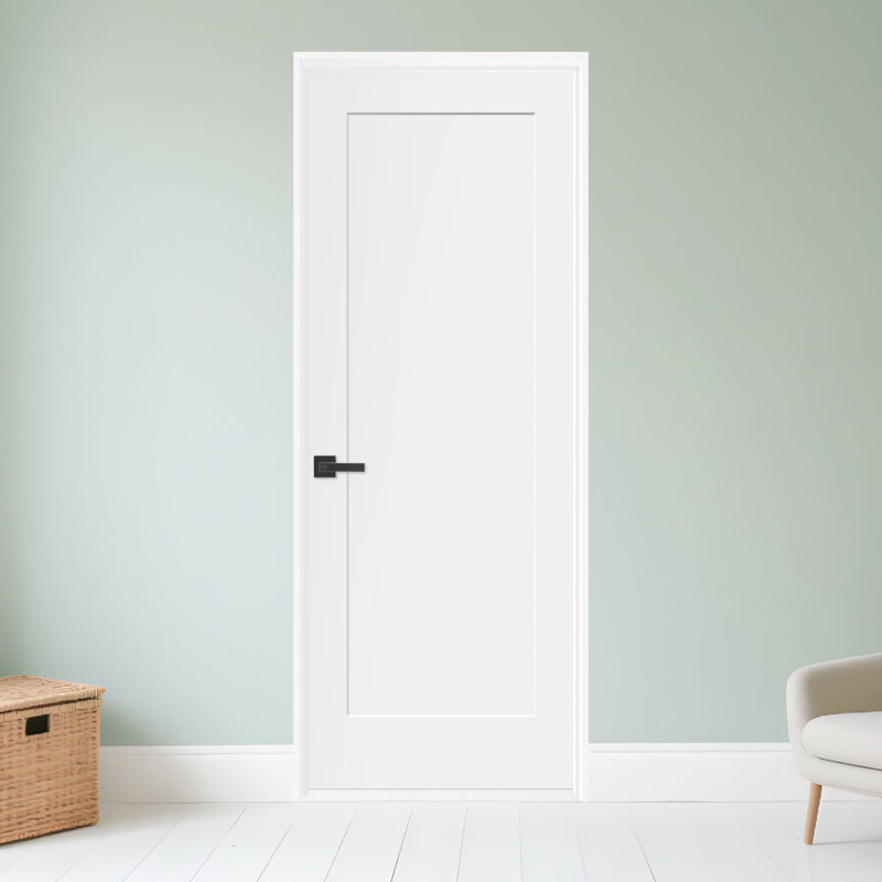 Primed 1-panel Solid Wood Interior Shaker Standard Door Without Bore Hole, 30" x 80"