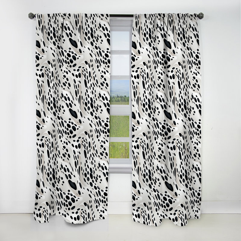 Motif léopard des neiges blanc et noir - Rideau abstrait - Rideau géométrique occultant - 1 panneaux, L 52 po x L 95 po