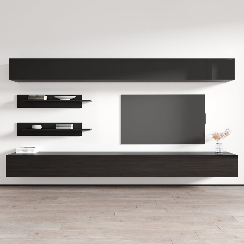Meuble audio-vidéo flottant pour téléviseur de 70 po ou moins Narvaez, Noir