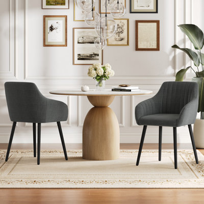 49.5cm H Upholstered Dining Chairs With Wooden Legs