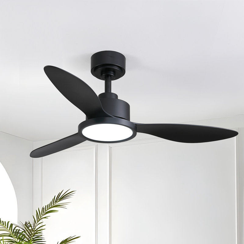 42" 3 - Blade LED Standard Ceiling Fan with LED Light & Remote Control, 42" Wide, Black