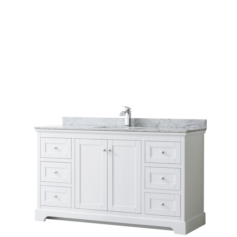 Avery 60" White Marble Single Bathroom Vanity