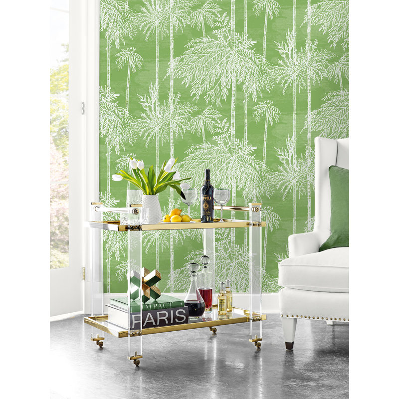 Floral Grass Cloth Wallpaper Roll, Pear