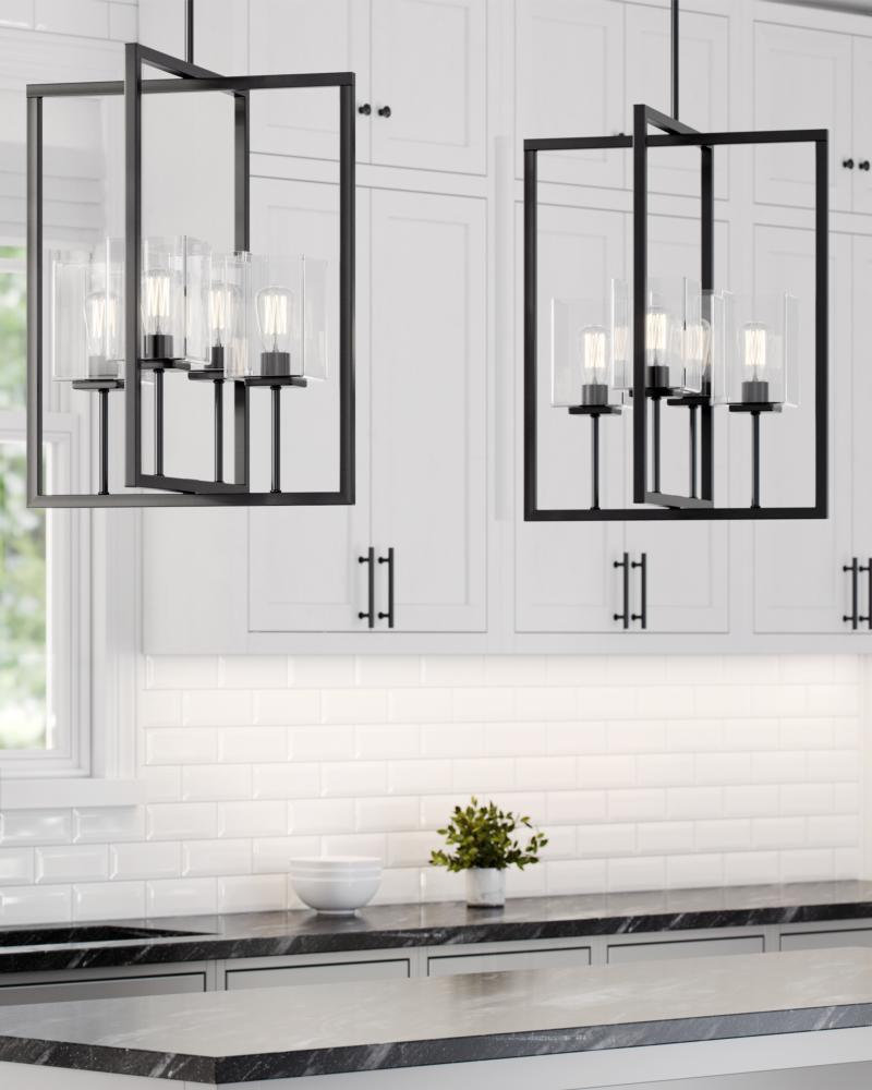 Aya 4 Light Glass Dimmable Pendant, 27.25" H x 21" W x 21" D