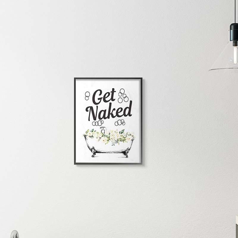 «Get N Nued Bath Tub Bathroom Design», impression, H 20 po x l 16 po, Giclée encadrée noir minuit