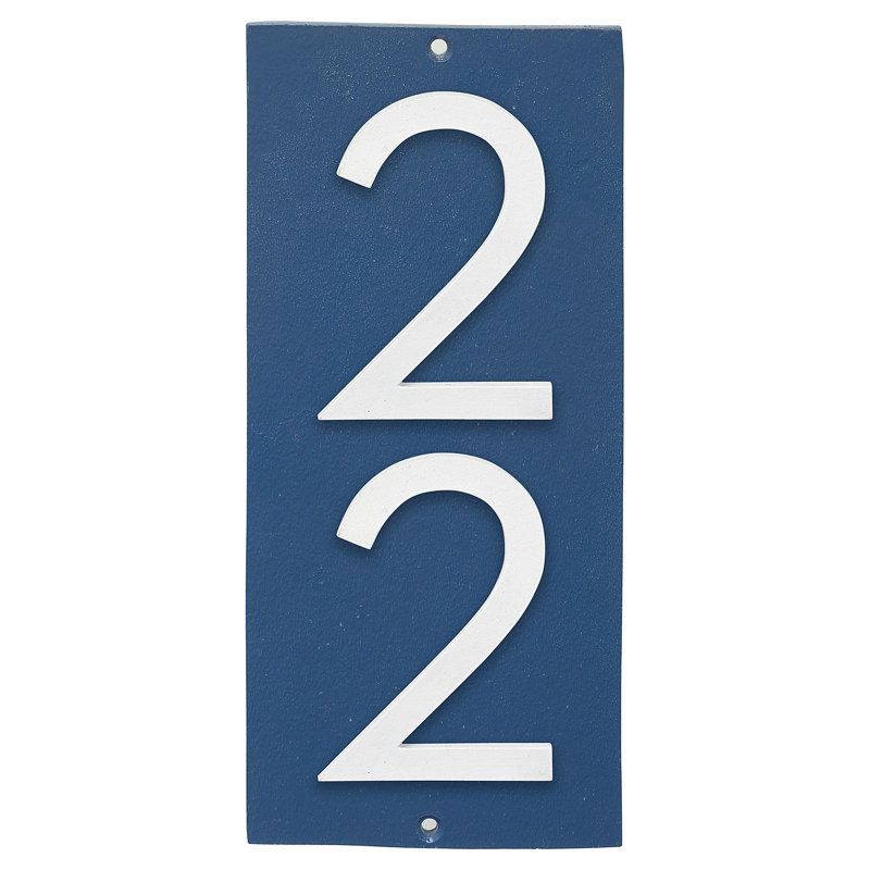 Plaque d’adresse murale sur 1 ligne flottante, Bleu mer, Blanc, Oui